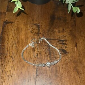 925 Elegant Silver and Aquamarine toggle Bracelet with Heart closure